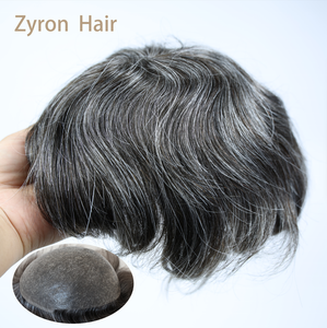 Peluca <span class=keywords><strong>de</strong></span> <span class=keywords><strong>Hombre</strong></span> Gris Plateado, con Base <span class=keywords><strong>de</strong></span> PU Inyectado y Piel Delgada, <span class=keywords><strong>Cabello</strong></span> Humano Virgen Indio, Sistema <span class=keywords><strong>de</strong></span> Reemplazo Capilar para Hombres - Product Image 3