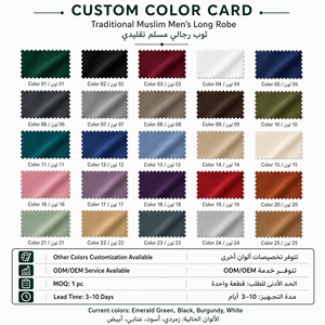 Túnica Satinada para Hombre con Estampado Digital y Cuello en V con Bordado en Contraste para la Oración del Eid y Reuniones Familiares, Se Acepta Personalización <span class=keywords><strong>de</strong></span> Color - Product Image 3
