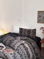 Parure de lit 4 pièces en coton lavé doux et confortable, imitation lin, polyester, écologique, pour femmes, hommes et adolescents