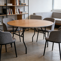 Muebles de Hotel, Mesa de Comedor Plegable de Acero y Madera Contrachapada para Exteriores, Tamaños Personalizados de 4, 5 y 6 Pies, para 8 Personas, para Sala de Estar