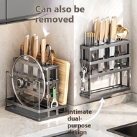NFS Planche à découper de comptoir Support de rangement pour couteaux Porte-couteau de cuisine Cage à baguettes Ménage Rangement intégré