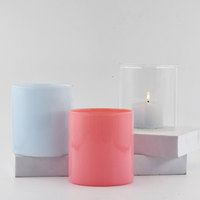 Disesuaikan Buatan Tangan Matte Krim Warna Bening Kaca Borosilikat Toples Lilin Penutup Tempat Lilin Kaca Toples Lilin