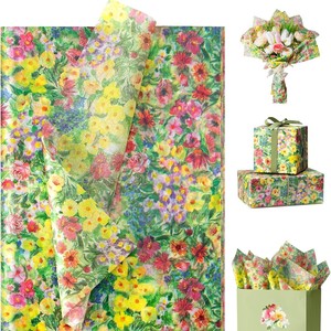 17g ins style <b>colorful</b> flowers <b>tissue</b> <b>paper</b> packaging for high end clothing wrapping <b>paper</b> and gift packaging Customizable - Product Image 1