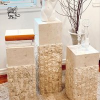 BLVE Moderne Design Européen Décor À La Maison Beige Colonne Romaine Panneau De Verre Présentoir Salon Table