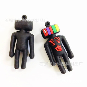 Porte-clés en résine plastique, design tête de squelette arc-en-ciel noir, pendentif tendance pour accessoires vestimentaires - Product Image 3