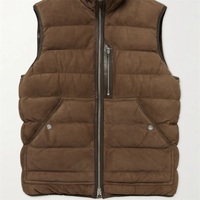 Gilet sans manches en daim 100 % personnalisé OEM, veste de baseball softshell pour homme, col montant, daim marron pour l'hiver
