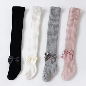 New Children Cute Tight Leggings Solid Pantyhose Cotton Socks Stocking Bow-knot Baby Pantyhose For Girls