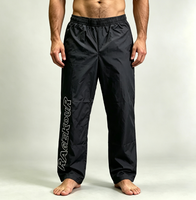 Pantalon décontracté évasé anti-boulochage pour homme, taille élastique, en tissu peigné 220 grammes, coupe ample, délavé à l'acide, léger et infroissable