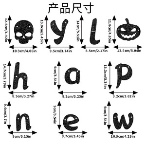 Guirlande d'Halloween avec lettrage noir et paillettes dorées, fournitures de fête, décorations réutilisables en papier, utilisation intérieure et extérieure - Product Image 3