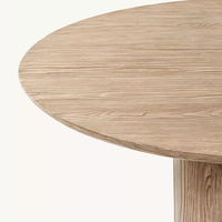 Table à manger en bois minimaliste moderne avec plateau arrondi et base en forme de tambour, 6 places, meubles de salle à manger écologiques et durables