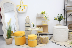 Móveis Modernos para Sala de Estar, Puff de Veludo Dourado com Armazenamento - Product Image 4