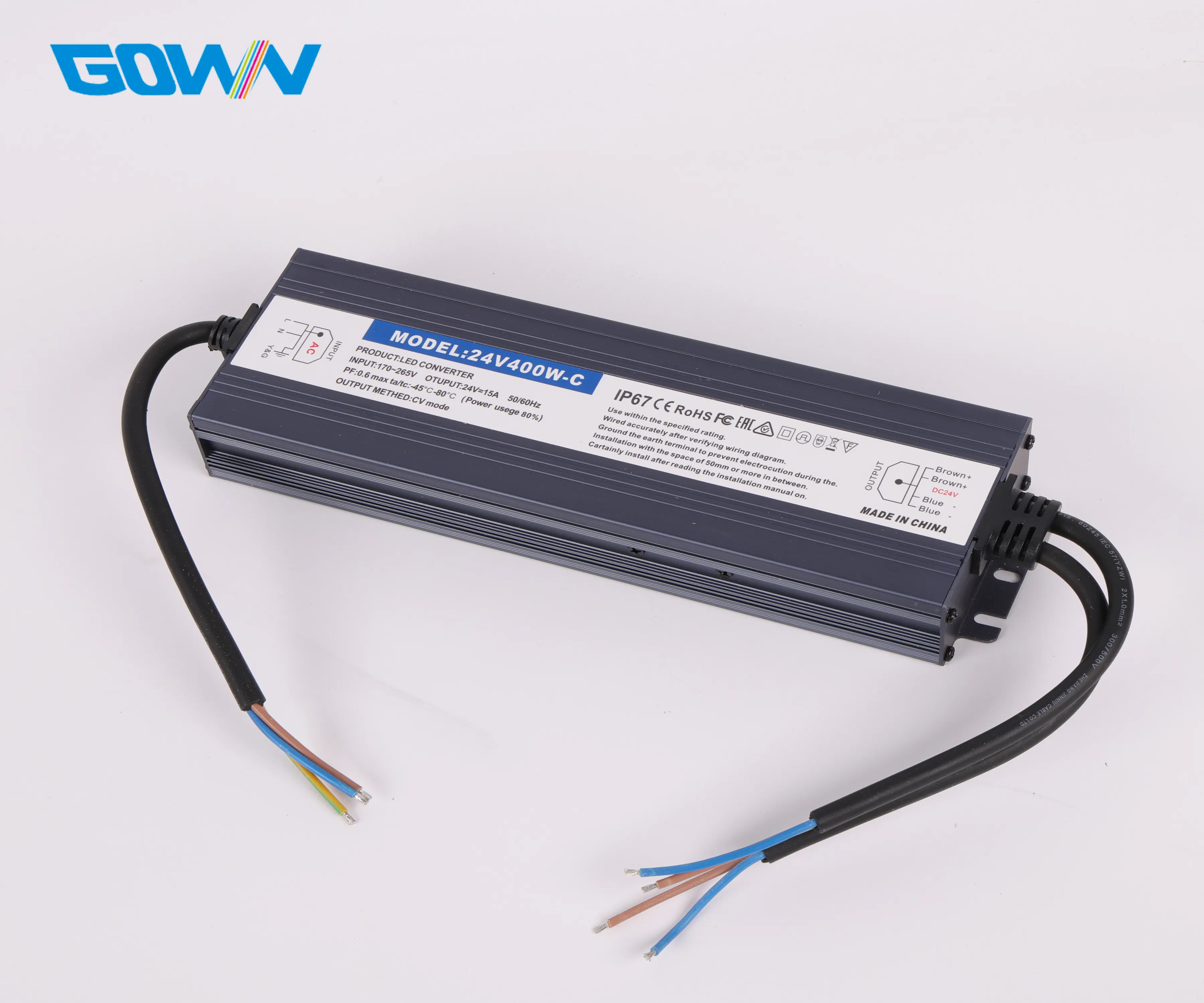 A prueba de lluvia 400W 300W 200W 150W 100W 60W Fuente de alimentación LED 12 V 24V Fuente de alimentación para tira Led