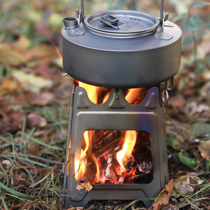 Pure Titanium Folding <strong>Wood-Burning</strong> <strong>Stove</strong> for Camping &amp; Backpacking 1-2 People Charcoal Fuel Wind Deflector Tent Heating - Product Image 3