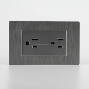Ổ cắm điện tường Mỹ tiêu chuẩn 220V, màu xám Bolivia, bề mặt chải, hai lỗ, dùng cho nhà ở - Product Image 3