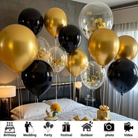Kit de ballons en latex à paillettes rondes noires et dorées, 60 pièces/ensemble, durables, pour la décoration de mariages, anniversaires, festivals et de la pièce.