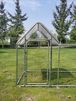Grand poulailler cage à poules clapier à lapins pour 4-6 poulets enceinte extérieure en métal galvanisé