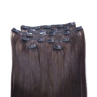 Extensions à clips 100% cheveux humains indiens, lisses naturels, Remy, à trame unique, teints, ensemble complet pour la tête RUISI CL-005