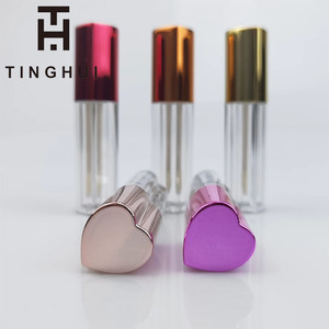 Envases de Lápiz Labial Stock Beauty de 3.5g, Forma de Corazón, Color Rosa Dorado, Tapa Amarilla, Tubos Vacíos para Lápiz Labial - Product Image 1
