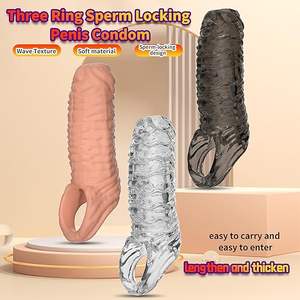 Penis Mouw Met Schroefdraad Herbruikbare Vergrotende Mouwen Dik, Realistisch Siliconen Zachte <span class=keywords><strong>Cock</strong></span> Sheath Seksspeeltjes Voor Heren Vergroter Singel Ring - Product Image 5