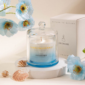Luxury <strong>Decorative</strong> Multiple Color Glass Candle <strong>Jar</strong> With Bell Cloche Dome Glass Cover Lid for Wedding Decor - Product Image 5