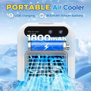 Ventilateur de bureau rechargeable de haute qualité avec humidificateur et batterie 1800 mAh, petit climatiseur pour la pièce - Product Image 3