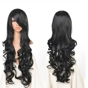 stock cheap long wavy anime Silver/grey/red cosplay wig,synthetic hair womens party peruca wig 80cm