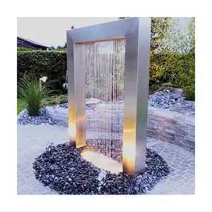Modern açık hava bahçe dekorasyonu büyük dikdörtgen Metal paslanmaz çelik su çeşmesi