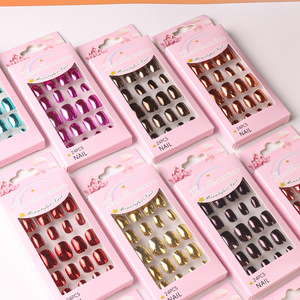 <span class=keywords><strong>Faux</strong></span> ongles pour enfants Qianya, 24 pièces, ABS électroplaqué, couleur <span class=keywords><strong>bonbon</strong></span>, <span class=keywords><strong>faux</strong></span> ongles amovibles pour enfants, vente en gros - Product Image 3