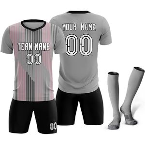 Ensemble de maillots de football personnalisés, sublimés, col en V, anti-transpiration, uniforme unisexe pour adultes, nom et numéro imprimés - Product Image 1