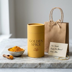 Custom Food Grade Sealed Round Paper Tube Cylinder <b>Box</b> for Turmeric Ginger Powder Spice Packaging Custom Logo Wholesale - Product Image 1