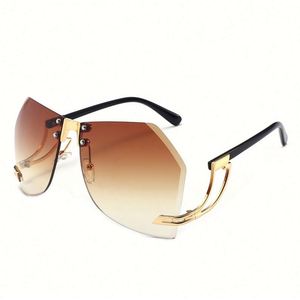 Gafas de Sol Extra Grandes Sin Montura con Logotipo Personalizado, Lentes Degradadas con Protección UV400, Gafas de Sol Irregulares para Mujer - Product Image 5