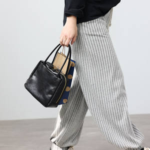 Sac à main en cuir tanné végétal de couleur unie |   Breeze Japon |   Sac fourre-tout décontracté léger à double anse Niche - Product Image 3