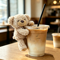 Mini ours en peluche personnalisable et mignon avec Velcro pour pailles de tasses à café et breloques de sac à dos