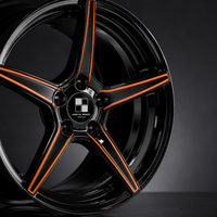Jantes forgées monobloc 5 branches 18 19 20 pouces, noires avec accent orange, jantes en alliage personnalisées PCD ET 5x114.3 5x112 5x120 pour voitures JDM et européennes