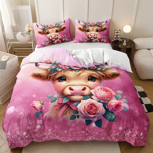 Impression numérique 3D dessin animé motif mignon 3 pièces Polyester tissu Animal <span class=keywords><strong>vache</strong></span> prix <span class=keywords><strong>de</strong></span> gros <span class=keywords><strong>housse</strong></span> <span class=keywords><strong>de</strong></span> <span class=keywords><strong>couette</strong></span> - Product Image 4