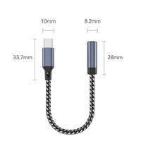 Adaptador de Auriculares USB-C a 3.5mm, Cable de Audio Tipo-C con Trenzado de Nailon para Audio de Alta Fidelidad
