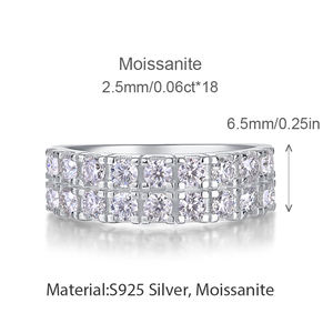 Exquisito Anillo de Compromiso de Doble Capa con Moissanita para Mujer, Plata de Ley S925 con Baño de Rodio, Anillo de Boda - Product Image 4