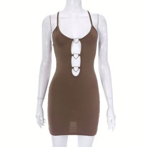 Spalline Spaghetti Sexy traforato Cross Bondage <span class=keywords><strong>Mini</strong></span> <span class=keywords><strong>abito</strong></span> Clubwear per le donne del partito - Product Image 3