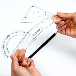 Set di Geometria in Plastica Trasparente Non Pieghevole da 20cm, Righello Triangolare, Goniometro, Kit Righello, Promozione, Forniture Scolastiche e per Ufficio - Product Image 5