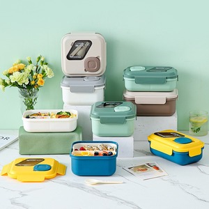 Boîte à lunch en plastique double couche, compatible micro-ondes, de qualité alimentaire, étanche, portable, avec séparateur et cuillère - Product Image 1