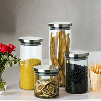 Bocaux à condiments en verre avec couvercle en acier inoxydable, récipients à épices, pots à assaisonnements, bouteilles de rangement, pots à miel multifonctionnels