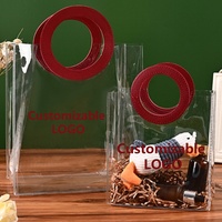 Personalisierte Bedruckte Logo Wasserdichte Transparente PVC Bodentasche Quadratische Tragetasche Kundenspezifische Größe Handlänge Griff Kundenspezifische Bänderverpackung