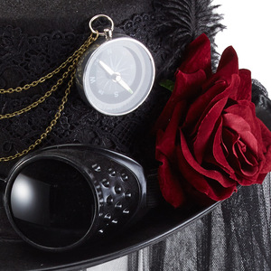 Tocado <span class=keywords><strong>de</strong></span> encaje Rosa Lolita Steampunk victoriano para <span class=keywords><strong>mujer</strong></span>, sombreros mágicos planos, tocado <span class=keywords><strong>de</strong></span> Halloween, accesorios <span class=keywords><strong>de</strong></span> disfraz, sombrero gótico superior - Product Image 3