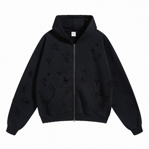 Nouvelle collection hiver : Sweat-shirt unisexe vintage en coton 450 g/m² brodé, délavé et vieilli, coupe oversize, style streetwear, avec fermeture éclair, personnalisable pour homme. - Product Image 5