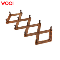 Porte-manteau mural extensible en bois brun WOQI, style accordéon, réglable, pour vêtements et chapeaux, idéal pour le salon, sacs et foulards écologiques