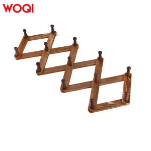 WOQI Cheville en accordéon extensible murale en bois marron Porte-manteau et chapeau en bois réglable pour sacs, foulards, câbles d'alimentation - Product Image 3