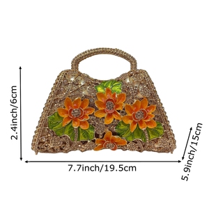 Bolso de mano vintage con flores y cristales para mujer, con asa superior y pedrería, ideal para fiestas y cenas. - Product Image 2