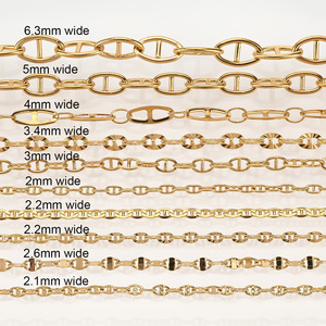 Chaîne à maillons en forme de nez de cochon |   Chaîne en acier inoxydable plaqué or 18K en forme de D pour la fabrication de colliers, bracelets et vêtements DIY - Product Image 2