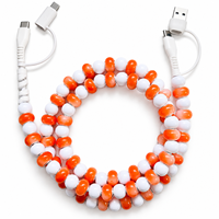 Câble de charge multi-ports USB Type C FASHLINK en gros 4-en-1 avec perles, couleurs bicolores personnalisées