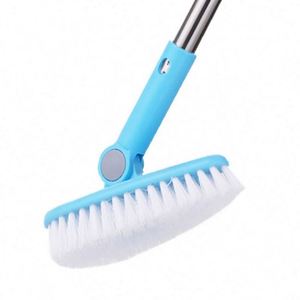 Brosse de nettoyage de salle de bain à long manche en plastique, brosse à poils durs pour les coins difficiles, pour le lavage des carreaux et des toilettes, usage domestique - Product Image 6